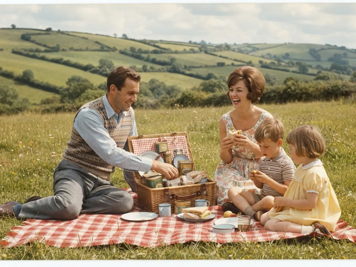 The same picnic photo after repairing with Albumbox, without scratches and dust