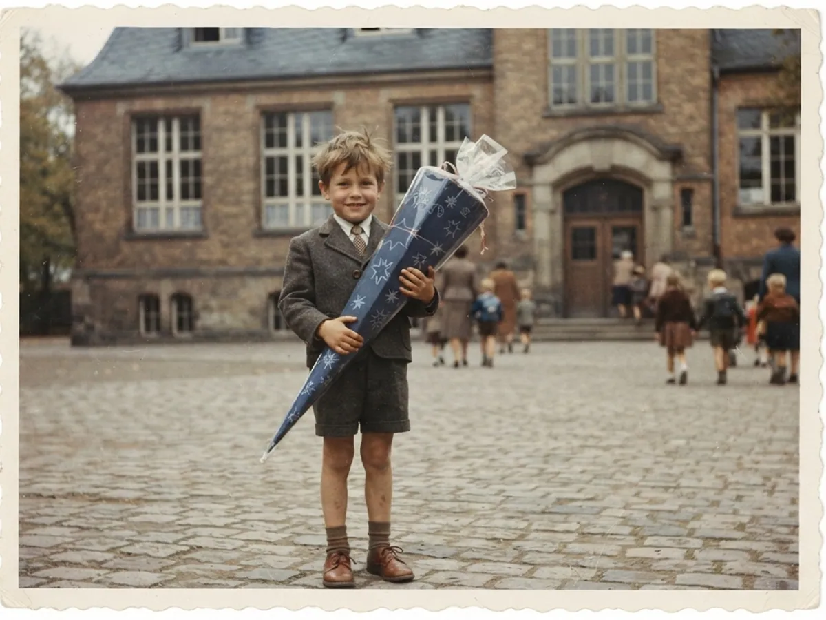 The same first day of school photo after refreshing the colors with Albumbox